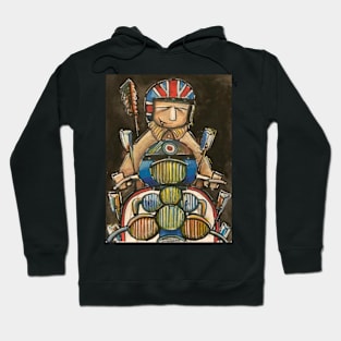 Retro Scooter, Classic Scooter, Scooterist, Scootering, Scooter Rider, Mod Art Hoodie